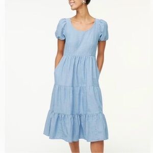 J. Crew  Puff‎ Sleeve Chambray dress size 10